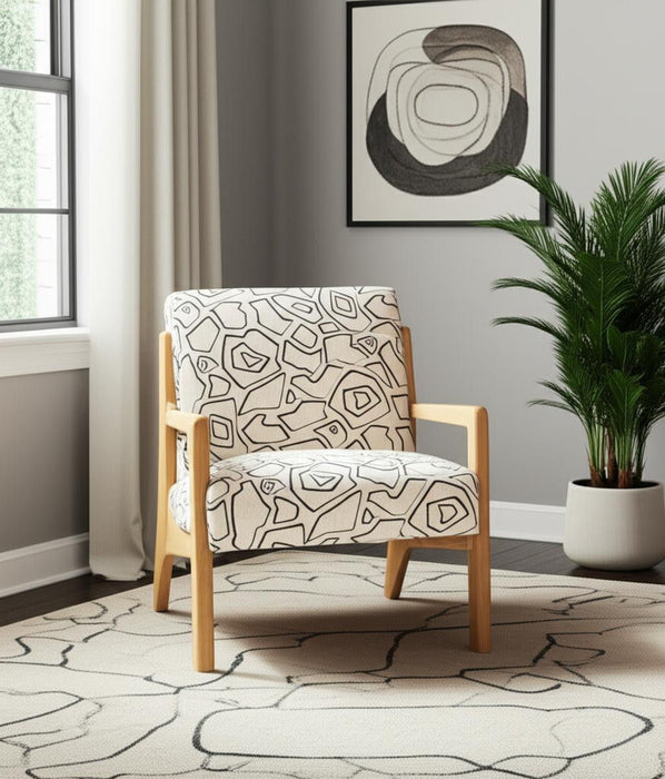 Upholstered Geometric Arm Chair - Beige