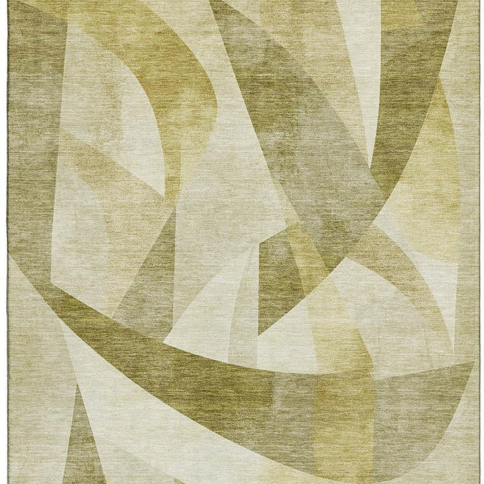 10' X 14' Abstract Geometric Washable Area Rug With UV Protection (705251) - Green / Beige / Ivory