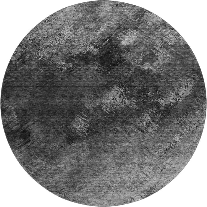 8' Abstract Washable Round Rug With UV Protection (650515) - Gray / Silver / Black