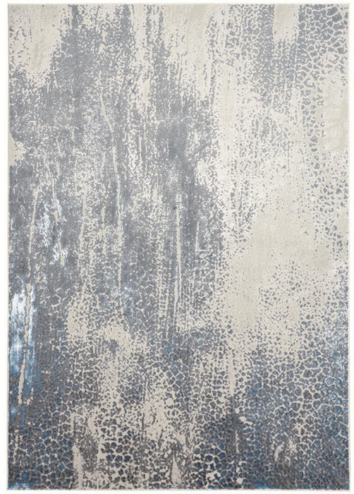 8' x 10' Abstract Power Loom Area Rug - Ivory Gray And Blue