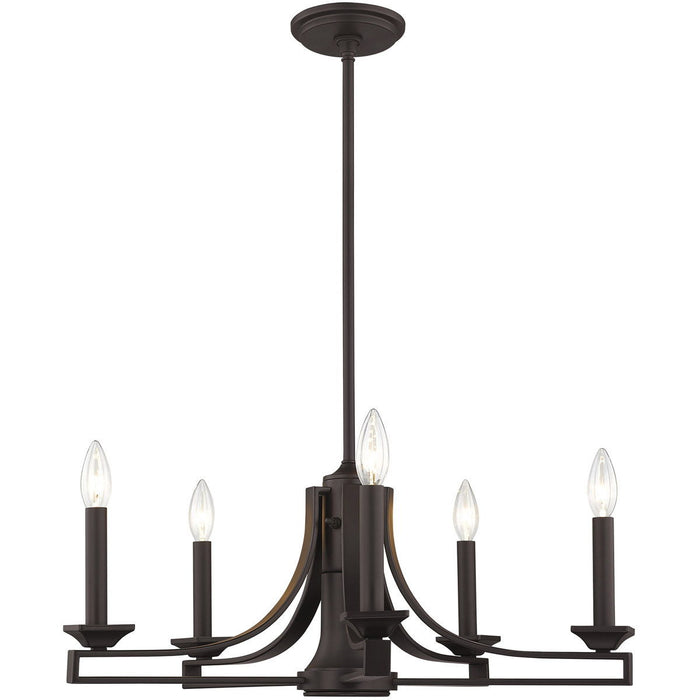 18" 6 Light Dimmable Chandelier With Shades - Bronze