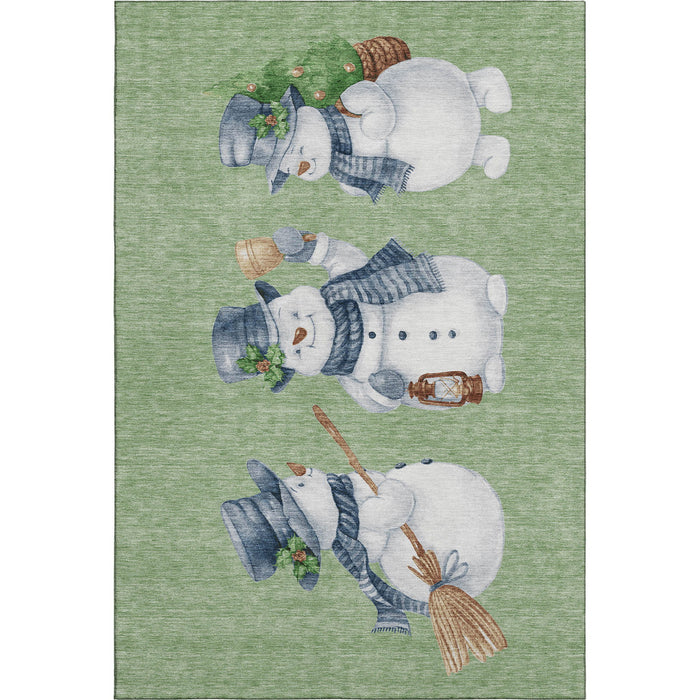 10' X 14' Geometric Washable Area Rug With UV Protection (702389) - Artichoke Green / Blue / Brown