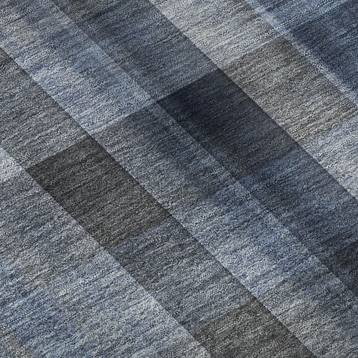 8' X 10' Plaid Washable Area Rug With UV Protection (648494) - Blue / Gray