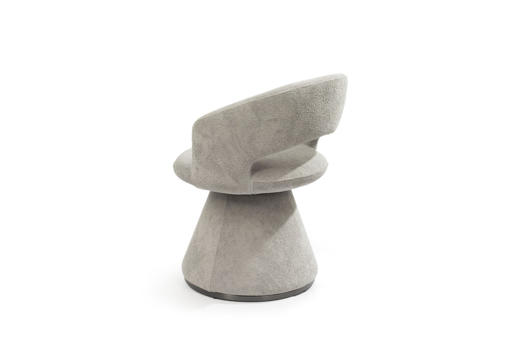 Boucle Partially Open Back Swivel Dining Arm Chair - Dark Gray
