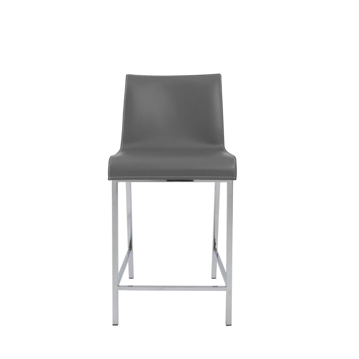 24" Steel Low Back Counter Height Bar Chairs (Set of 2) - Gray And Silver