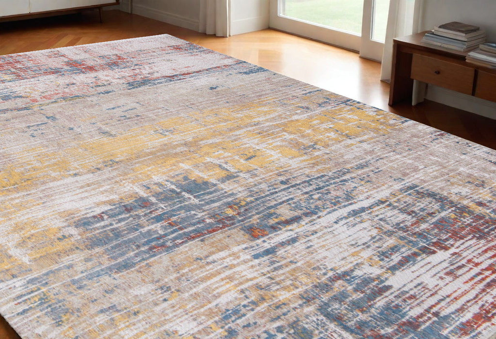 5' x 7' Abstract Non Skid Area Rug - White