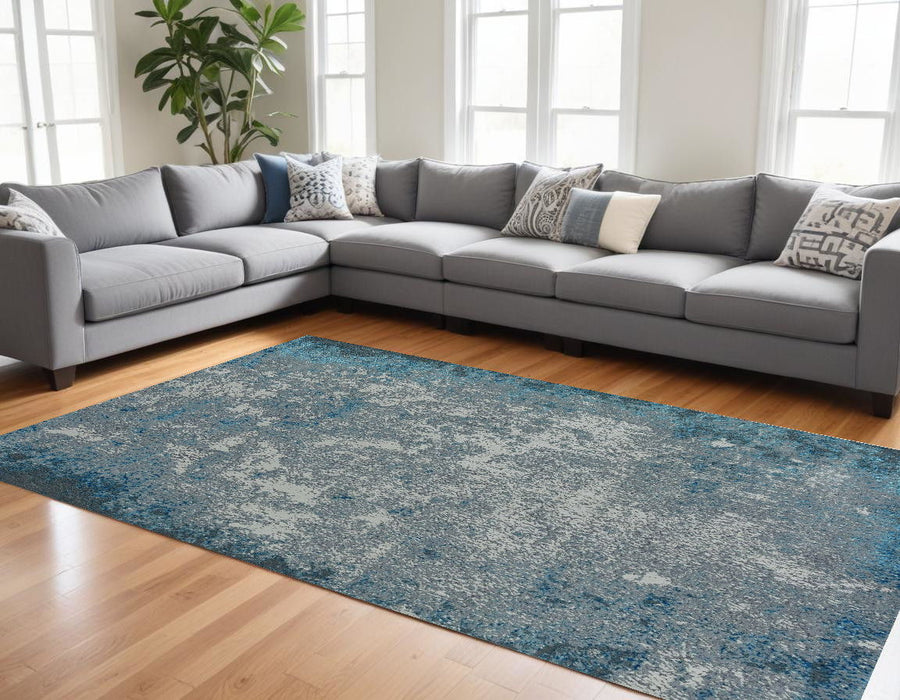 79" x 114" Polypropylene Or Polyester Rug - Silver Or Blue