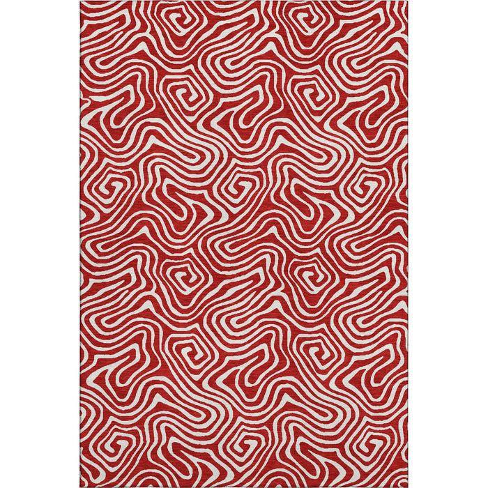10' X 14' Abstract Washable Area Rug With UV Protection (680903) - Red / Ivory
