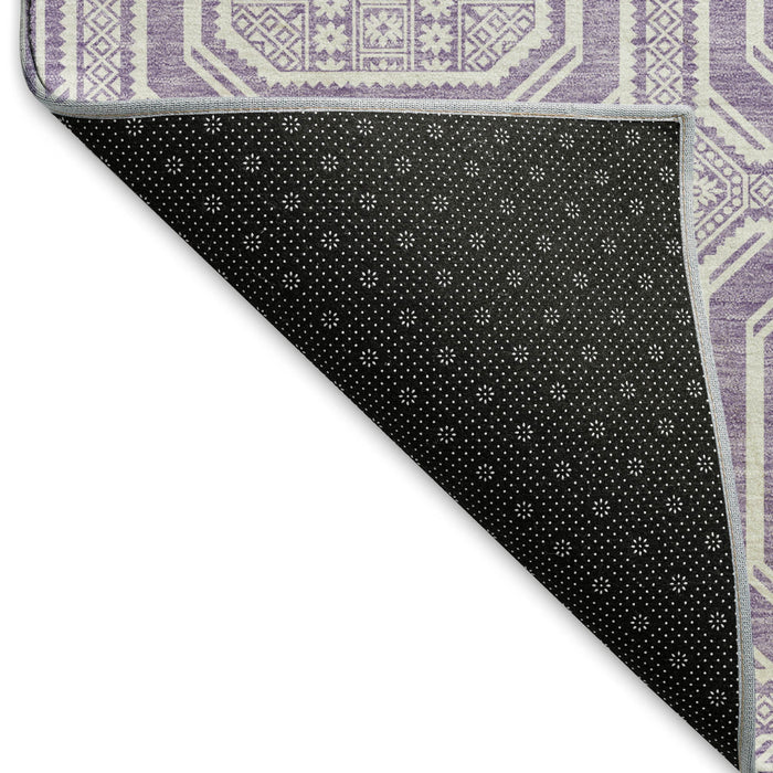 10' X 14' Geometric Washable Area Rug With UV Protection (693804) - Lavender / Ivory