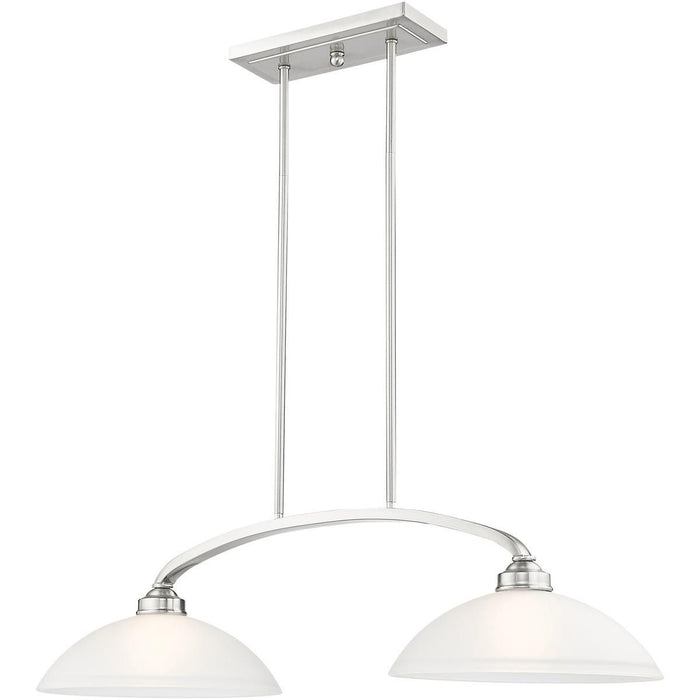 10" Two Light Dimmable Chandelier With Shades - Nickel