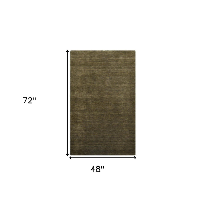 4' X 6' Wool Hand Woven Area Rug - Brown