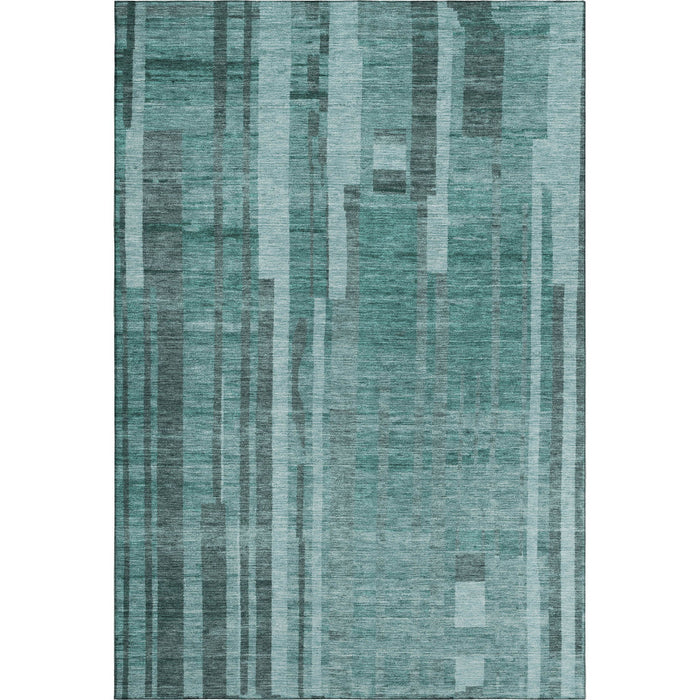 10' X 14' Striped Washable Area Rug With UV Protection (683297) - Teal / Aqua