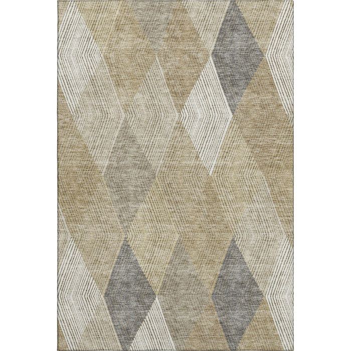 10' X 14' Geometric Washable Area Rug With UV Protection (676236) - Wheat / Beige / Gray
