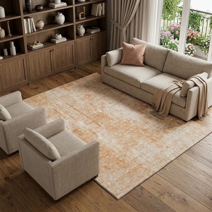 10' X 14' Abstract Washable Area Rug With UV Protection (654820) - Terra Cotta / Ivory
