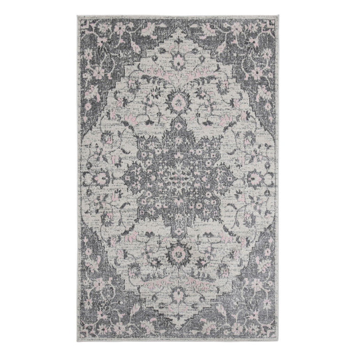 8.8' x 11.8' Medallion Power Loom Area Rug - Gray