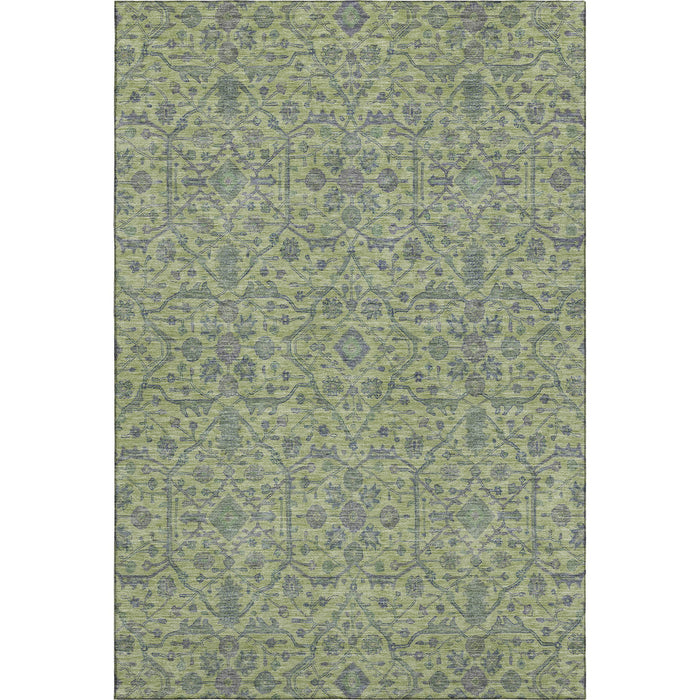 10' X 14' Oriental Washable Area Rug With UV Protection (685976) - Lime Green / Gray