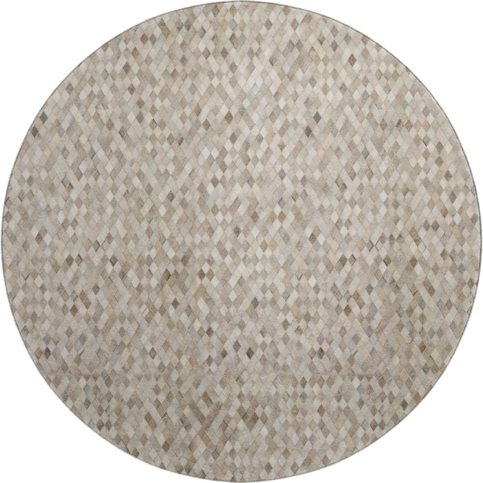 8' Diamond Washable Round Rug With UV Protection (644697) - Gray / Ivory / Beige