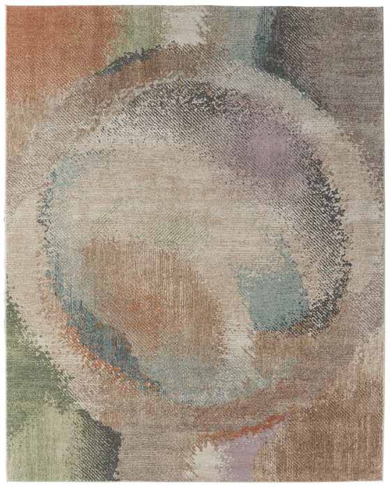 9' X 12' Abstract Distressed Area Rug - Brown