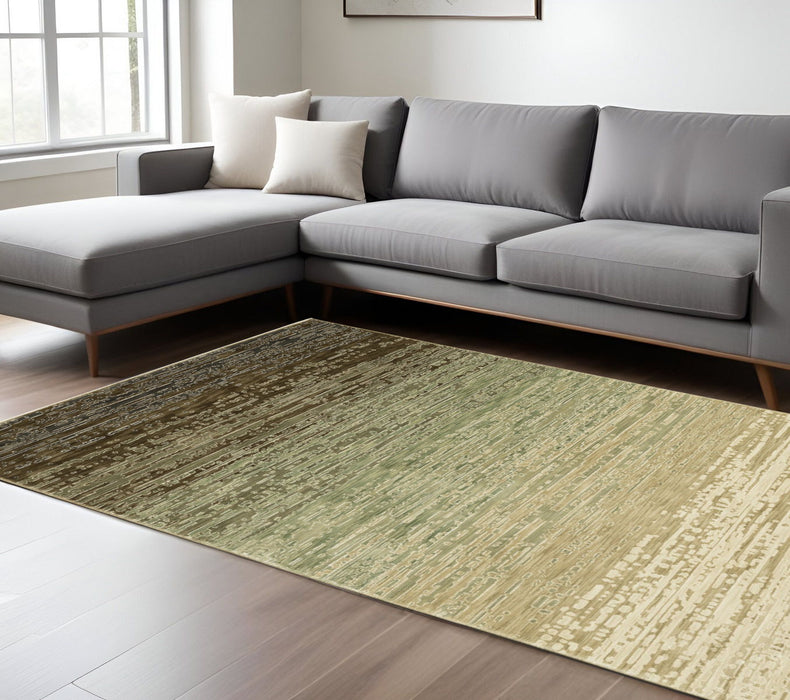 8' X 11' Abstract Area Rug - Beige And Brown
