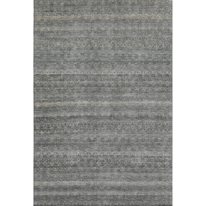 10' X 14' Striped Washable Area Rug With UV Protection (718031) - Pewter / Gray