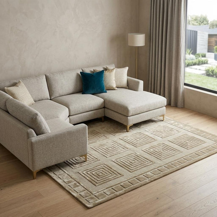 9' X 12' Wool Geometric Hand Knotted Area Rug (744324) - Green / Brown