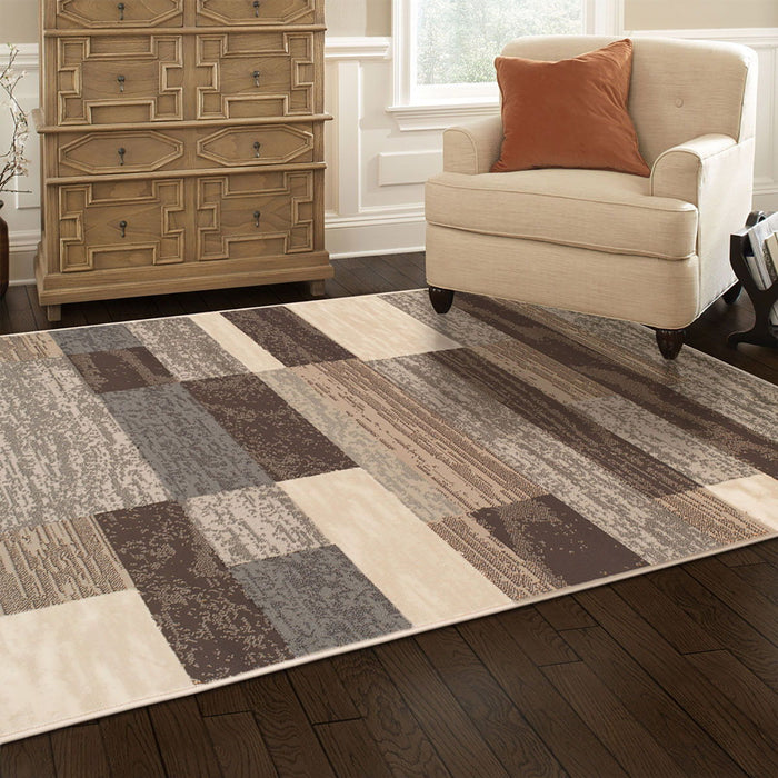 9' x 12' Patchwork Power Loom Stain Resistant Area Rug - Slate
