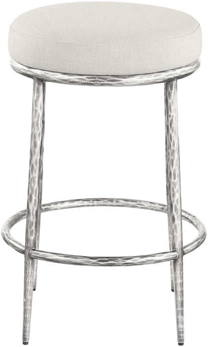 Ferro - Upholstered Backless Counter Stool With Brushed Silver Base
