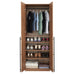 Manhattan Comfort wardrobe closet with hanging rod and shoe shelves, featuring a sleek wooden finish and organized storage space.