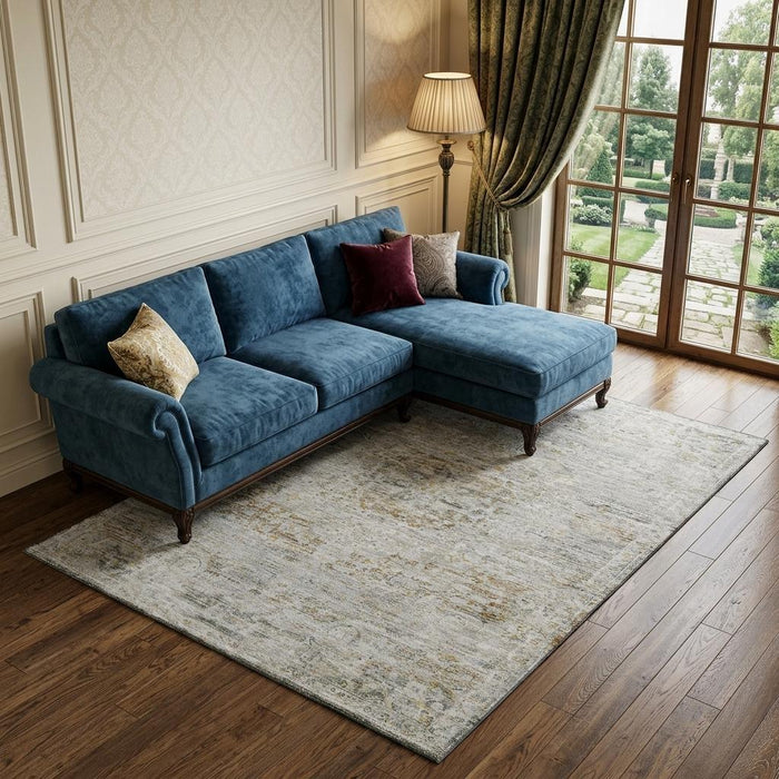 10' X 14' Floral Medallion Washable Area Rug With UV Protection (695594) - Taupe / Beige / Gray