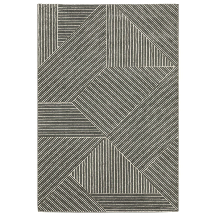 8' X 11' Geometric Modern Area Rug - Gray And Ivory