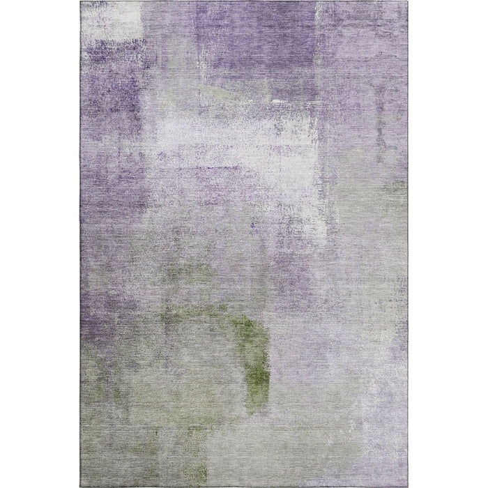 9' X 12' Abstract Washable Area Rug With UV Protection - Purple And Green