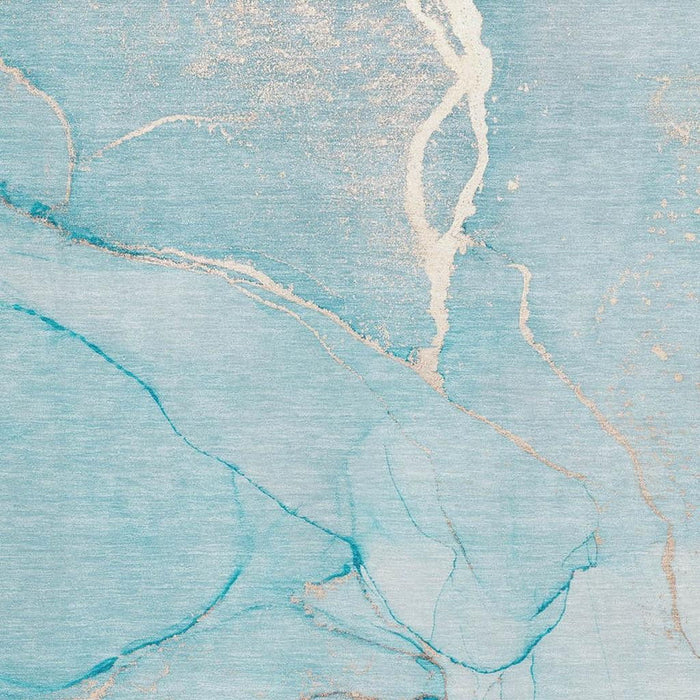 3' X 5' Abstract Washable Area Rug With UV Protection (646967) - Teal / Ivory