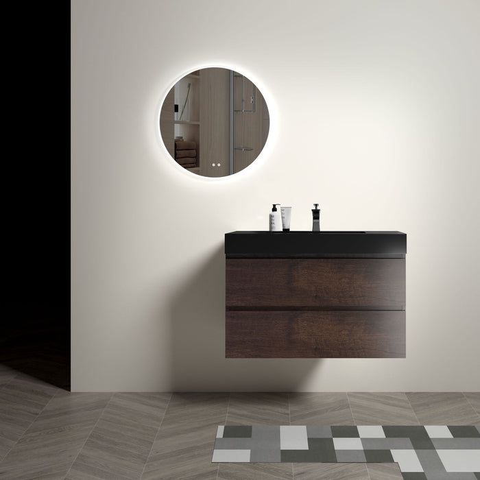 Giga Alice bathroom vanity wall-mounted with integrated sink, large storage, modern floating design, no drain or faucet included