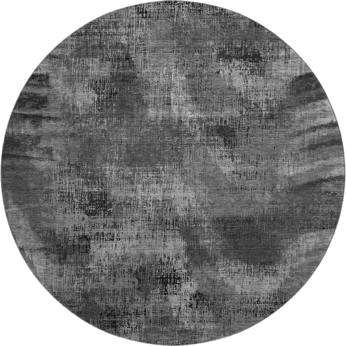 8' Abstract Washable Round Rug Polyester With UV Protection - Gray And Silver