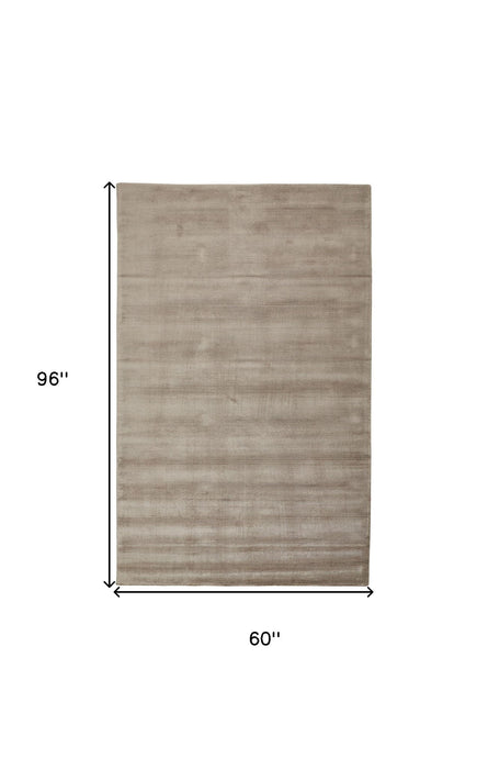 5' x 8' Hand Woven Viscose Area Rug - Tan Ivory And Taupe