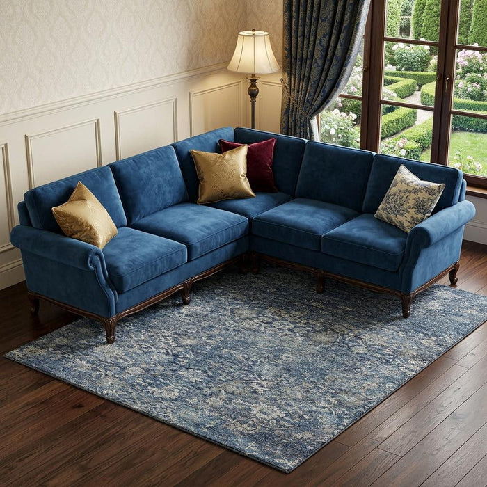 8' X 10' Floral Medallion Distressed Washable Area Rug With UV Protection (644220) - Blue / Gray