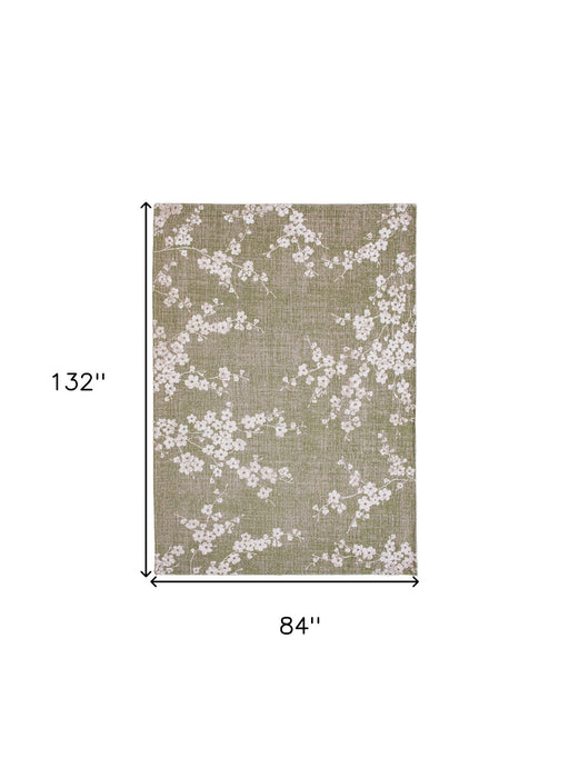 8' X 11' Oriental Washable Area Rug (548785) - Green / White