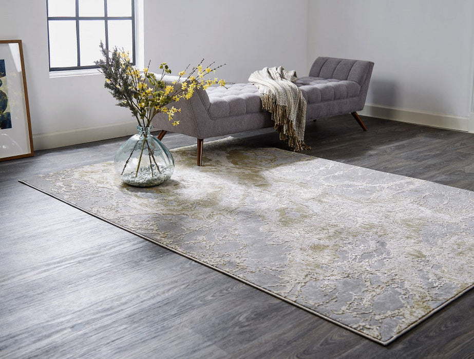 13' x 20' Abstract Modern Area Rug - Gray And Ivory