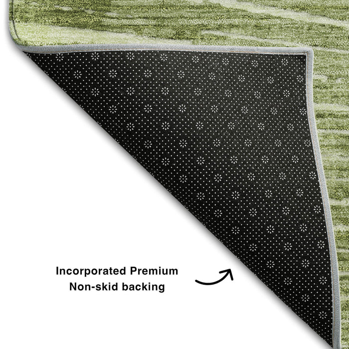 10' X 14' Geometric Washable Area Rug With UV Protection (648346) - Sage / Ivory