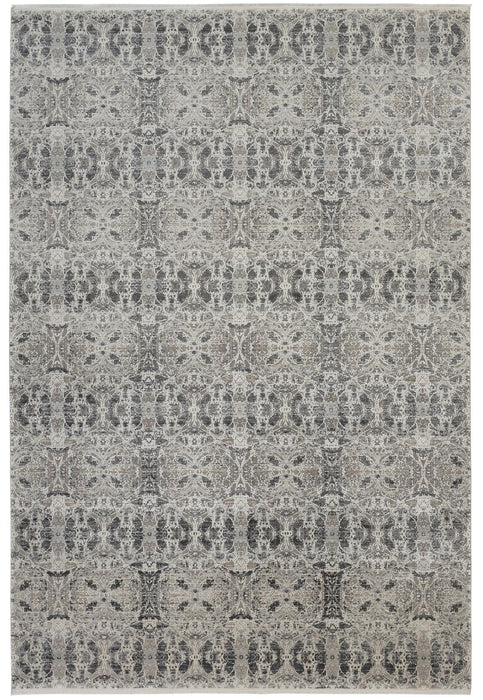 11' X 14' Oriental Area Rug With Fringe (744445) - Gray / Taupe / Ivory