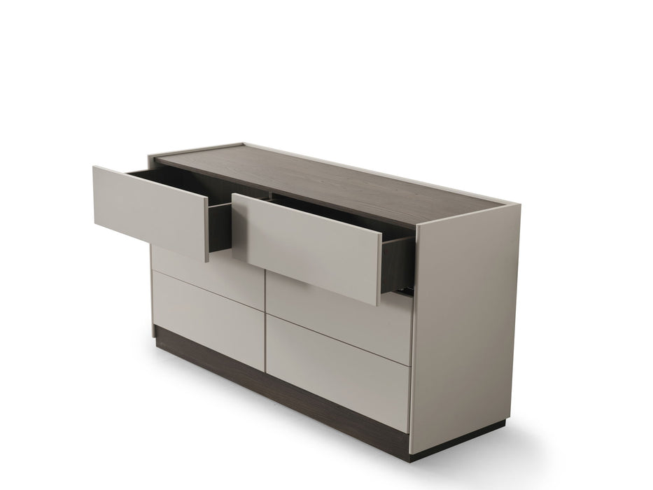 60" Wood Six Drawer Double Dresser - Gray