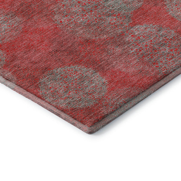 10' X 14' Abstract Washable Area Rug With UV Protection (677201) - Red / Gray / Silver