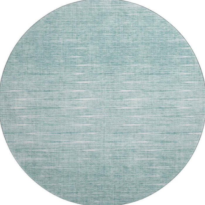 8' Abstract Washable Round Rug Polyester With UV Protection - Aqua And Teal