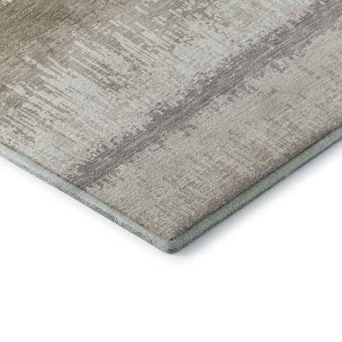 10' X 14' Striped Washable Area Rug With UV Protection (679522) - Ivory / Beige / Gray