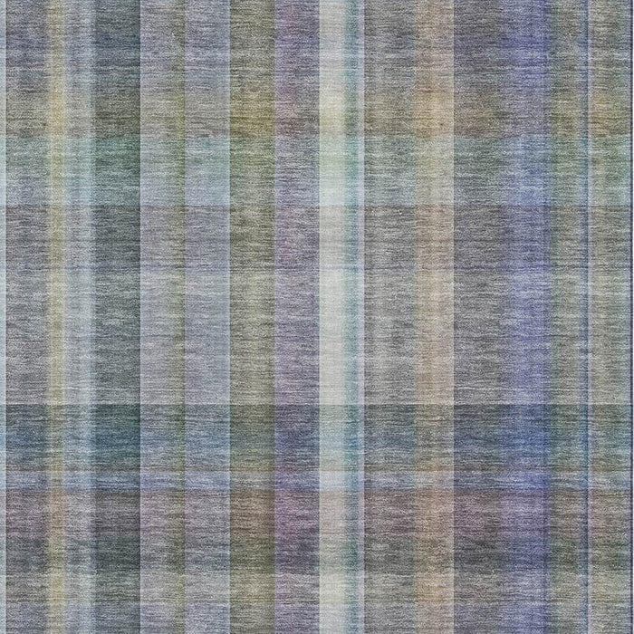 10' X 14' Plaid Washable Area Rug With UV Protection (648022) - Green / Purple