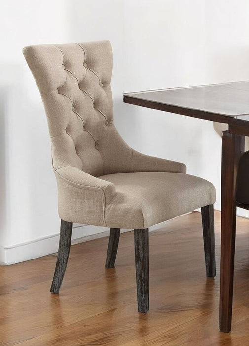 Linen Tufted Parsons Chair (Set of 2) - Beige And Brown