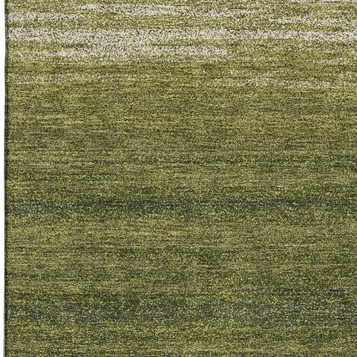 10' X 14' Striped Washable Area Rug With UV Protection (681143) - Olive Green / Ivory