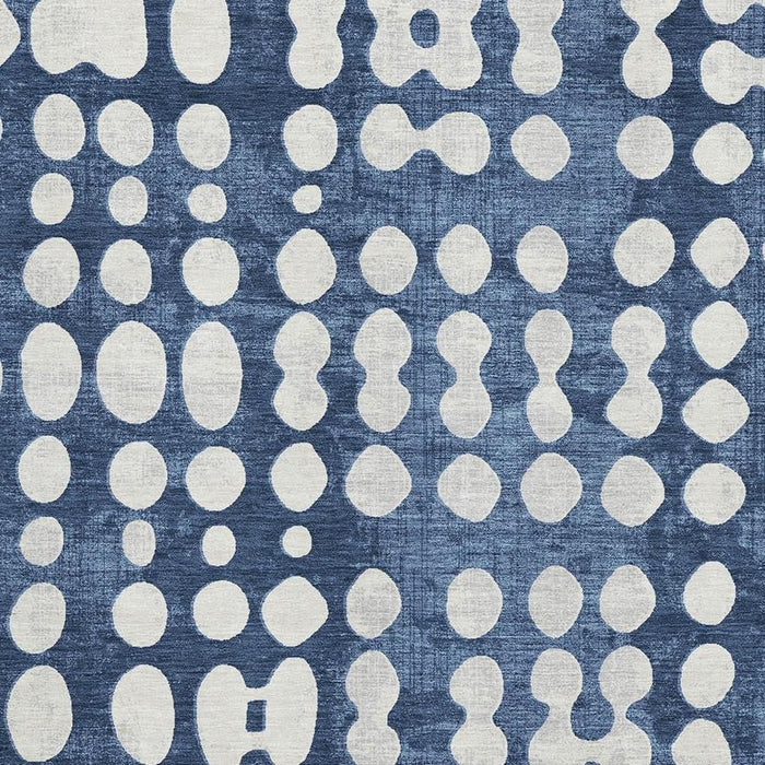 10' X 14' Polka Dot Washable Area Rug With UV Protection (669132) - Navy Blue / Ivory