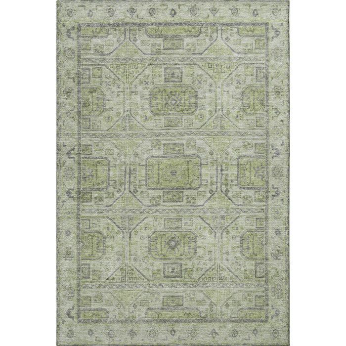 10' X 14' Geometric Washable Area Rug With UV Protection (708085) - Artichoke Green / Gray