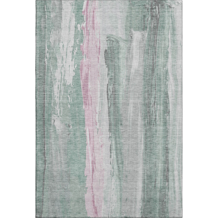 10' X 14' Abstract Washable Area Rug With UV Protection (705575) - Sage / Blush